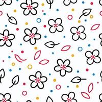 a pattern with flowers and leaves white background vector