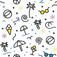 seamless pattern with beach and summer icons vector