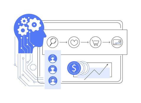 mejorado por IA cliente viaje cartografía resumen concepto ilustración. vector