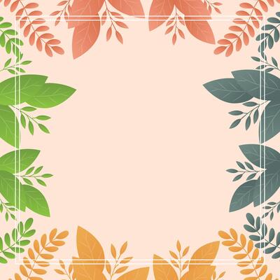 leaves frame in pastel colors flat illustration
