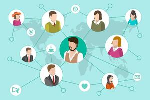 3D Isometric Flat Conceptual Illustration of Social Networking. vector