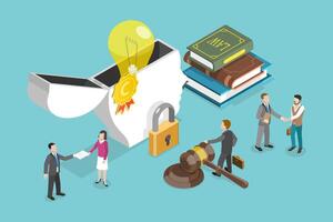 3D Isometric Flat Conceptual Illustration of Copyright and Intellectual Property vector