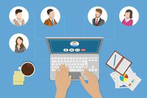 Flat Conceptual Illustration of Remote Work. vector