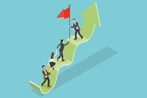 3D Isometric Flat Conceptual Illustration of Teamwork Success vector