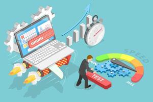 3D Isometric Flat Conceptual Illustration of Page Loading Time vector