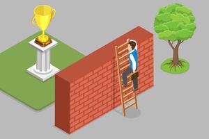 3D Isometric Flat Conceptual Illustration of Perseverance, Effort and Ambitions. vector