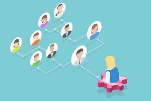 3D Isometric Flat Conceptual Illustration of Effective Delegation vector