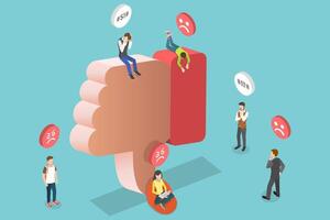 3D Isometric Flat Conceptual Illustration of Negative Feedback vector