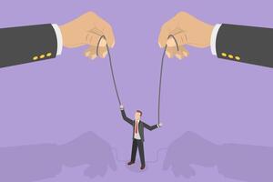 3D Isometric Flat Conceptual Illustration of Hand Controlling Puppet. vector