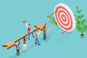 3D Isometric Flat Conceptual Illustration of Aiming For the Target vector