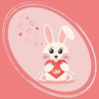 Cute Funny Textured Bunny with Love Heart vector