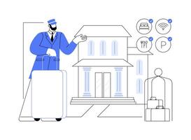 Doorman service isolated cartoon illustrations. vector