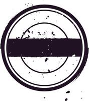Grunge textured blank circular stamp featuring a bold black horizontal stripe, providing ample copy space, isolated against a clean white background for versatile use vector