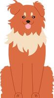 Adorable cartoon dog with fluffy orange and cream fur sitting upright. The cheerful expression and playful pose convey warmth and friendliness, perfect for pet themed designs vector