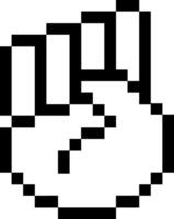 Black and white pixel art depicting a closed fist, embodying strength, power, and resistance within a digital aesthetic, capturing the essence of activism and solidarity vector