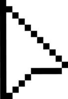 Black pixelated arrow pointing down and right with a white background, forming a diagonal line made of square blocks, suitable for various design and technology concepts vector