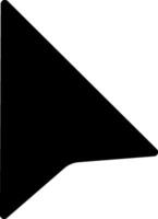 Simple black arrow pointing down and right on a plain white background, ideal for indicating direction, selection, or navigation in digital interfaces vector