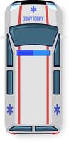 Detailed illustration showcasing the top view of an emergency ambulance vehicle with distinct blue and red markings, emphasizing medical transportation and urgency in healthcare services vector