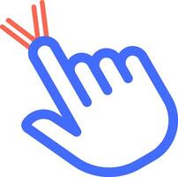 Blue hand using an index finger for clicking or selecting, representing a touching action in digital interaction. Featuring a simple, minimal design on a clean background vector
