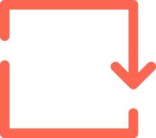 Coral download icon featuring a downward pointing arrow with rounded corners, set against a clean white background, embodies a modern and minimal graphic design aesthetic vector