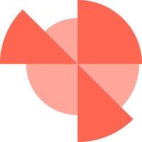 Coral pink circle divided into four sections by triangles creating a dynamic and visually appealing composition, suitable for various design and marketing projects vector