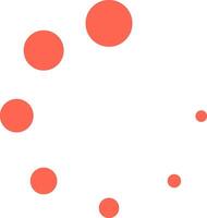 Coral circles of different sizes are rotating, forming a loading icon on a white background, ideal for representing a process or waiting time vector