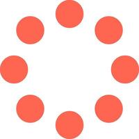 Eight orange dots forming a circle create a loading icon, representing a process in progress, buffering, or waiting, often seen in digital interfaces and applications vector