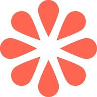 Coral flower with eight petals forming a star shape, simple geometric design on a white background, ideal for minimalist and modern projects vector