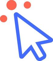 Blue mouse cursor clicking and interacting, with red circles appearing around it, representing user interface elements or points of interest on a digital screen vector