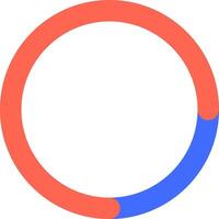Loading bar or progress indicator almost reaching completion, showing progress status in a circular shape with two colors symbolizing achievement vector