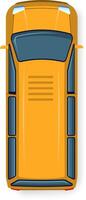 Illustration showing a top down view of a classic yellow school bus with dark tinted windows, emphasizing its iconic design and structure. Ideal for educational and transportation themes vector