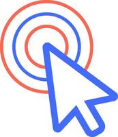 Mouse pointer clicking on a target made of concentric circles, symbolizing precision and accuracy in online marketing and user interface design vector
