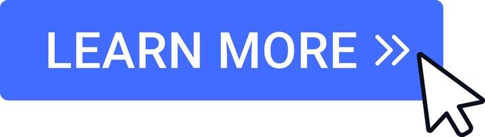Blue button featuring Learn More text with a cursor icon, symbolizing online interaction and digital exploration. Perfect for websites, tutorials, and educational content vector