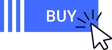 Illustration of a blue clickable button labeled BUY with a cursor icon, symbolizing digital shopping and e commerce transactions. Ideal for online retail and marketing themes vector