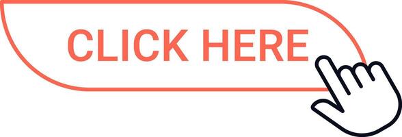 Hand cursor clicking on a vibrant click here button, enhancing online engagement and facilitating seamless website navigation for users in the digital landscape vector