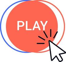 Bright orange play button symbolizing digital interaction, featuring a cursor click icon. Ideal for concepts of online media, digital engagement, and user interface design vector