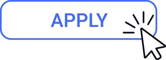 Cursor clicking on a vibrant blue apply button, symbolizing online applications, job searches, registrations, and seamless website navigation in the digital space vector