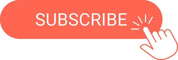 Hand icon clicking on a red subscribe button, symbolizing engagement and commitment to online content. Represents digital subscription services and user interaction in modern media vector