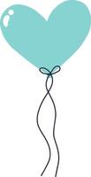 Minimalist illustration featuring a light blue heart shaped balloon gracefully floating with a delicate string, symbolizing love, celebration, and romance in a cheerful and elegant way vector