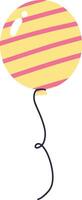 Bright yellow balloon featuring playful pink stripes, gently floating with a curled string, embodying the joy and happiness of parties, birthdays, and festive celebrations vector