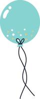 Light blue party balloon floating with gold glitter and white dots, tied with a black string, isolated on white background, suitable for celebrations, birthdays or parties vector