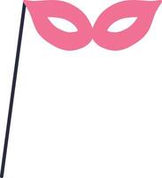 Featuring a vibrant pink carnival mask on a stick, adding an enchanting touch of mystery and playful elegance to parties, celebrations, masquerades, and festive occasions vector