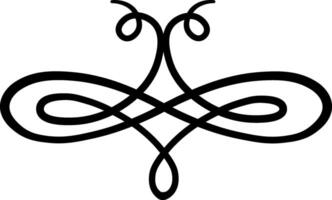 Black lines are forming an elegant vintage flourish and creating a symmetrical ornament with swirls and curls, ideal for decoration and embellishment vector