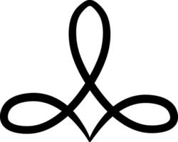 Continuous black lines creating an abstract intertwined symbol resembling a trefoil knot, isolated on a white background, with potential uses for logo design, brand identity or decorative element vector