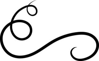 Black curved line forming an elegant flourish with spirals and curves, creating a decorative swirl on a white background, ideal for embellishing designs vector