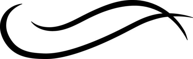 Two simple black lines are forming a curved shape similar to a stylized sea wave or a parenthesis, isolated over a white background, creating a minimalist and elegant design vector