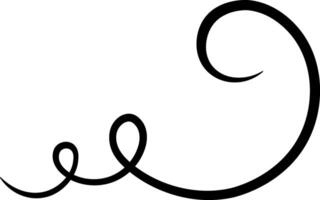 Simple black flourish creating an elegant decorative swirl design, featuring a rounded shape at the end, isolated against a clean white background for striking contrast vector