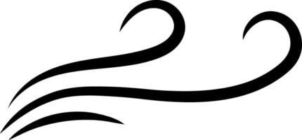 Simple illustration of three black curved lines forming a stylized representation of wind blowing from left to right, isolated on white background vector