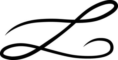 Elegant cursive capital letter l with flourish design is written in a stylish script font with a whimsical and flowing style, adding a touch of elegance and sophistication to any project vector