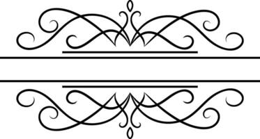 Elegant vintage decorative calligraphic ornament forming a double horizontal line with swirls and curls on a white background, ideal for wedding invitations, menus and other luxury designs vector